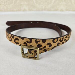 Target Size Small Animal Print Belt Genuine Leather Gold Hardware Tan Brown